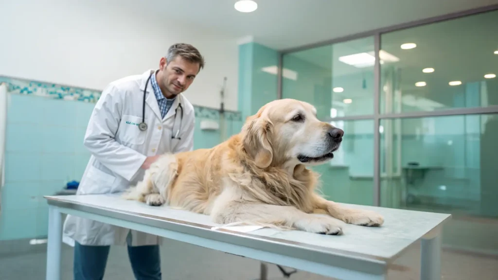 Golden Retriver en veterinario